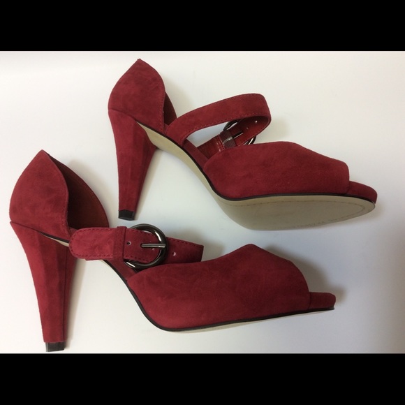 Franco Sarto Deep Red suede Peep toe pump size 7 - Picture 3 of 8